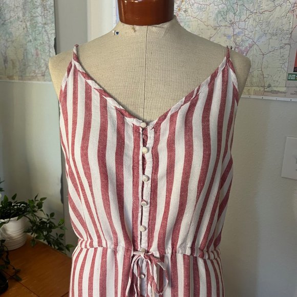 Rails pink and white striped button front sundress with spaghetti straps, size L - Picture 3 of 10